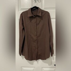 Fashion Nova Brown Button Down Shirt